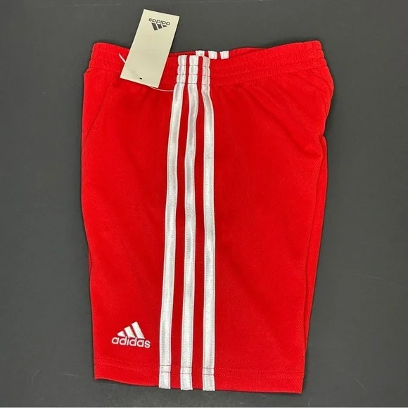 Adidas Boys' Athletic Shorts Size 6 Red Elastic Waistband - Picture 5 of 9